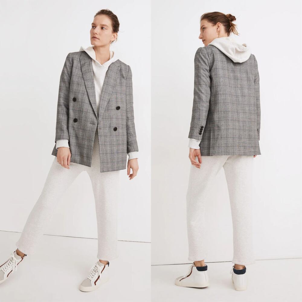 Madewell Caldwell Double Breasted Blazer Peaked Lapel Edition Suiting Glen Plaid